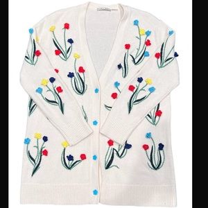Alice + olivia floral embroidered cardigan